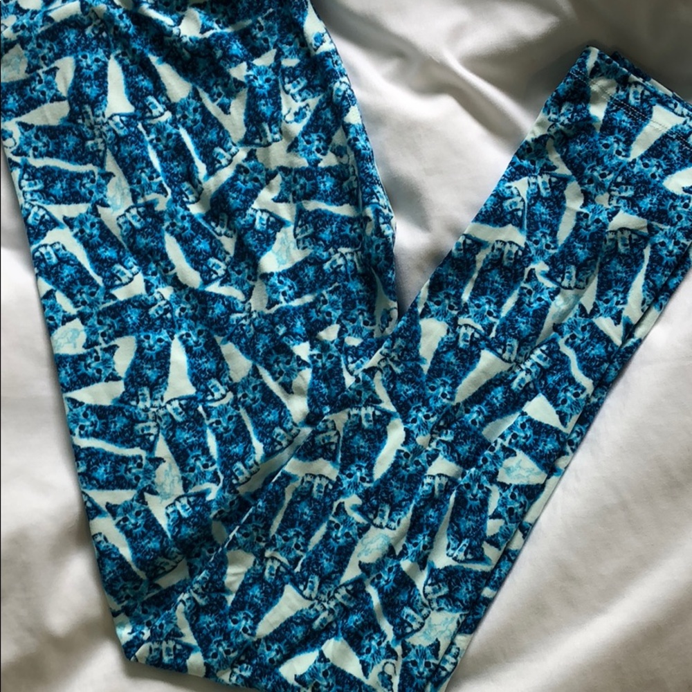 Lularoe Leggings Blue Kittens with Hidden Unicorns